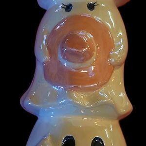 Ceramic Piggy Bank with Orange and Cream Accents